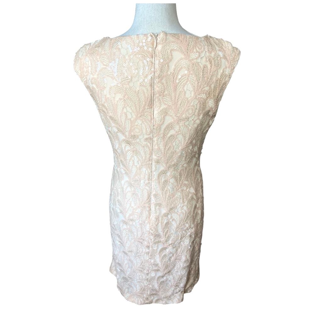 Ralph Lauren Sheath Dress Blush Sequin Lace Formal wedding guest cocktail party - Picture 4 of 7